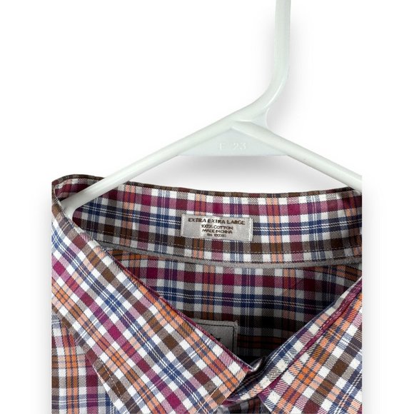 Peter Millar Mens Button Down Shirt Size XXL Check Red & White & Orange - Picture 3 of 7